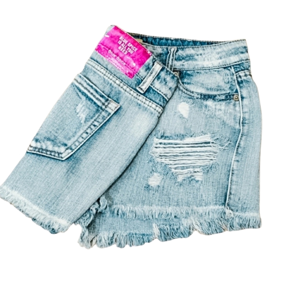 Blue Spice Cut Off Distressed Jean Shorts